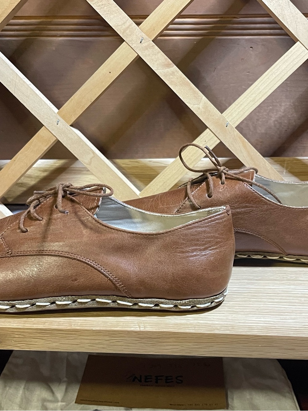 NIB-EUC-Nefes Genuine Handmade Leather Oxford Barefoot ‘Grounding Shoes W Sz 10 - Picture 8 of 16